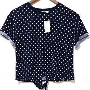NWT: Elodie for Nordstrom Front Tie Polka Dot Top - S